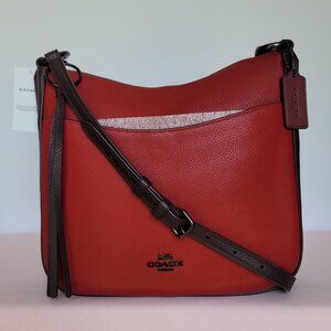 COACH Chaise Colorblock Pebbled Leather Crossbody-Brick Red Multi ⭐